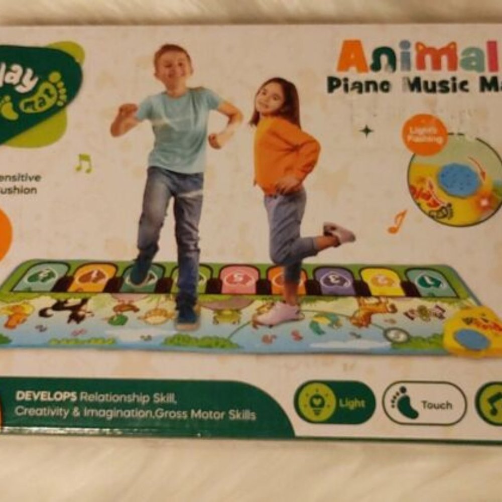 Animal Piano Floor Mat Non Slip Early Learning 43" Ages 3+